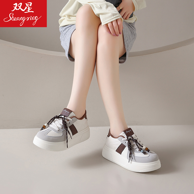 28083 Thick-Soled Platform Shoes 2025 New Casual Versatile Sneakers Color-Block Shoelace Decor Student_voghion.com