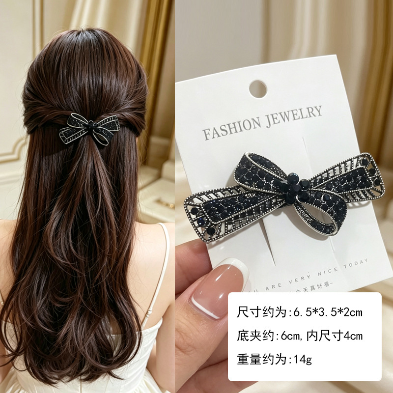 6.5cm-앤틱 실버 잉크 블루 회전 나비 넥타이 스프링 클립