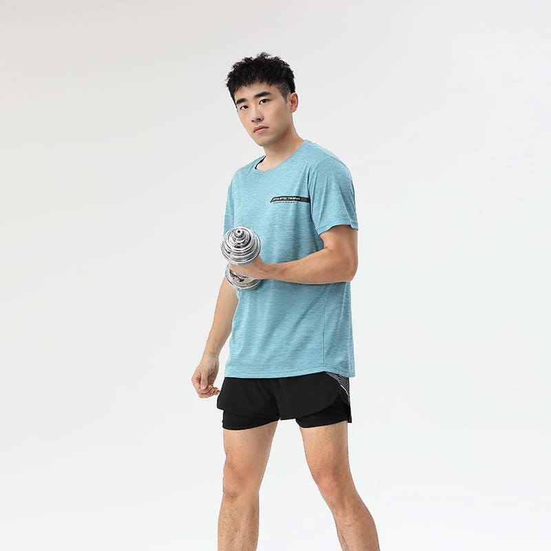 Lulu verano de los hombres de deportes ocasionales de manga corta de secado rápido transpirable cuello redondo Camiseta suelta más tamaño superior en stock al por mayor A