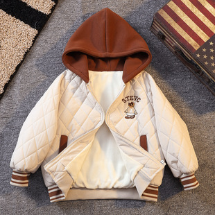 Children's Fleece-Lined Cotton Jacket Autumn and Winter 2025 New Style Girls' Winter Cotton Coat Boys' Baseball Jacket Thickened Trendy