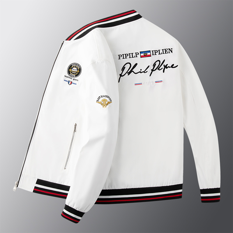 Veste de luxe légère automne nouvelle terre broderie manteau décontracté tendance de la mode costume de baseball pour hommes_voghion.com