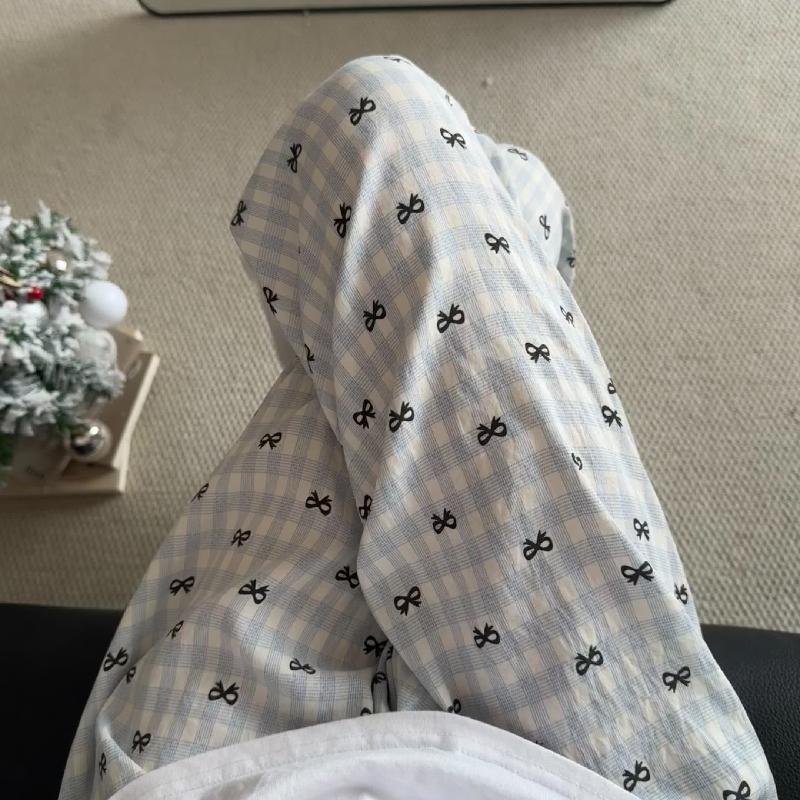 Primavera y verano · Pantalones de pijama casuales para mujeres pantalones a prueba de mosquitos rojos en línea 2025 nuevos pantalones caseros para llevar