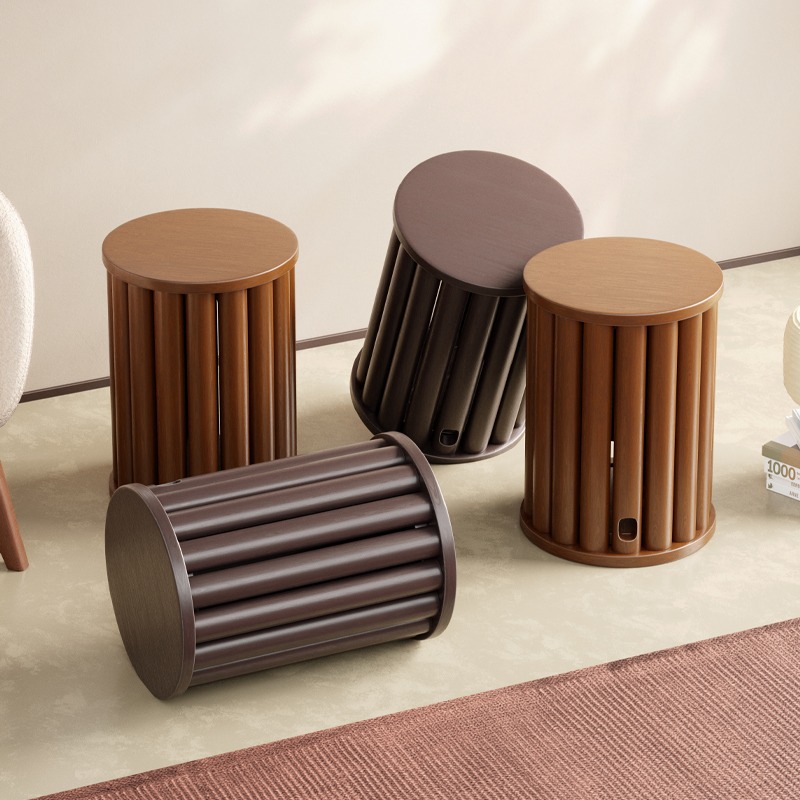Taburete para el hogar El taburete bajo multifuncional de madera maciza Jenga puede almacenar taburetes apilados que ahorran espacio Nuevo taburete redondo de mesa lateral de estilo chino
