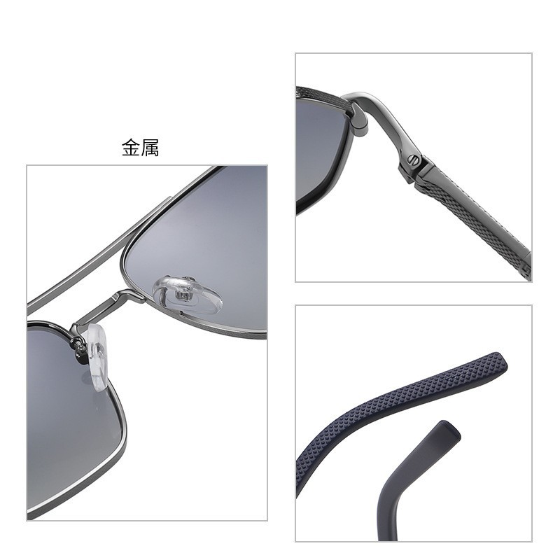 Suministro directo de fábrica gafas de sol polarizadas gafas de sol de moda multilaterales de los hombres 6314 gafas de sol de pierna de Primavera de dos colores de metal