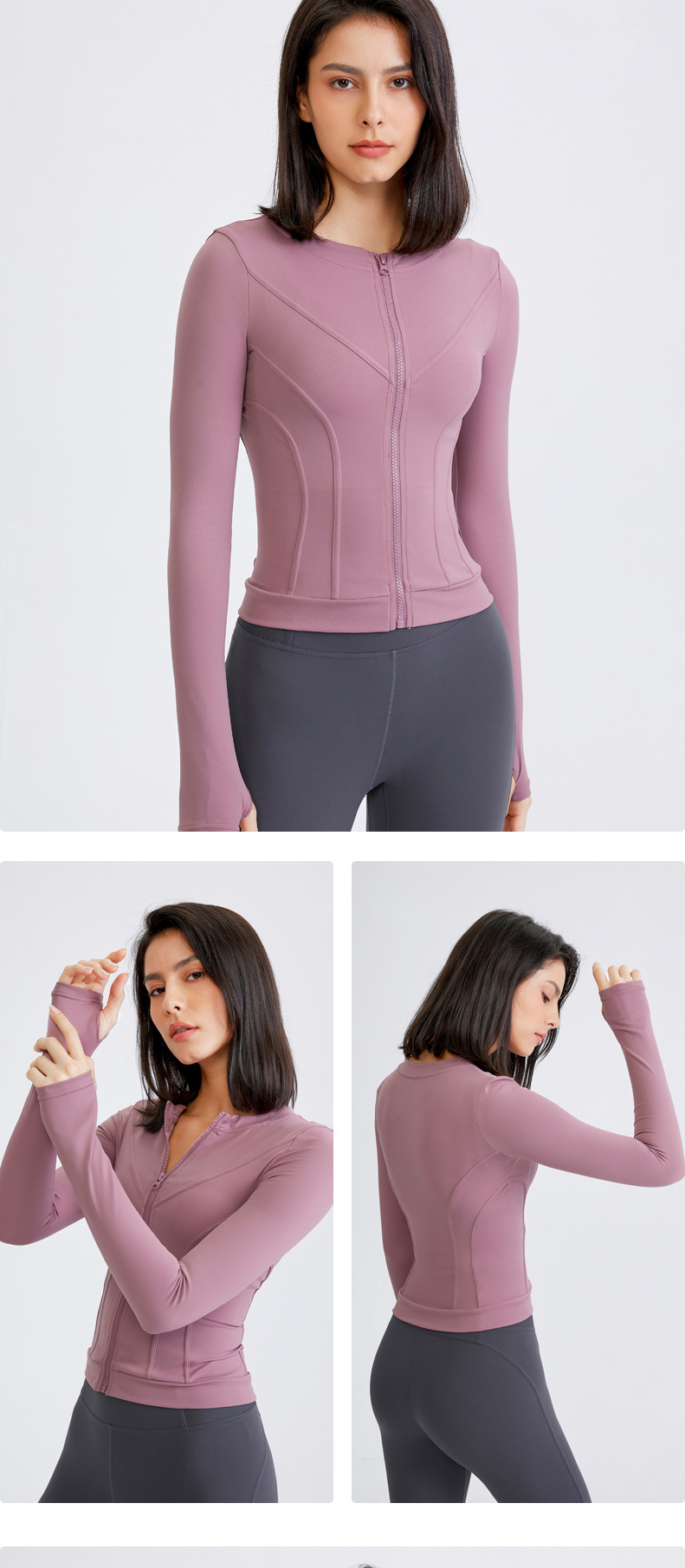 solid color tight stretch quick-drying long-sleeved with zipper yoga top nihaostyles wholesale clothing NSFAN85040