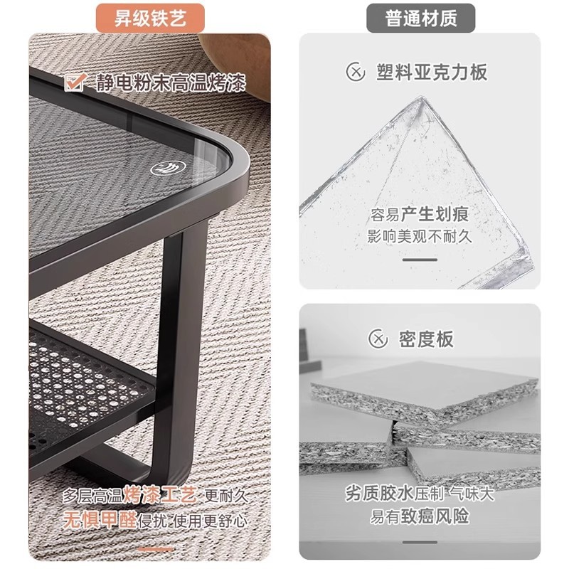 Mesa de té sala de estar doméstica pequeña mesa de casa 2025 nueva moderna simple creativa cuadrada mesa de té de vidrio temperado