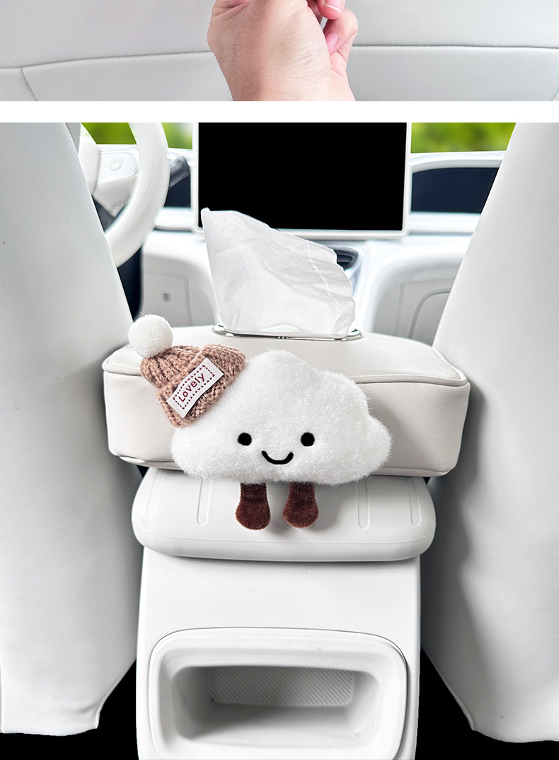 Suitable for Xingyuan Cute Car Cloud Tissue Box, Armrest Box Seat-style Tissue Box, Creative Car Interior Decoration for Women