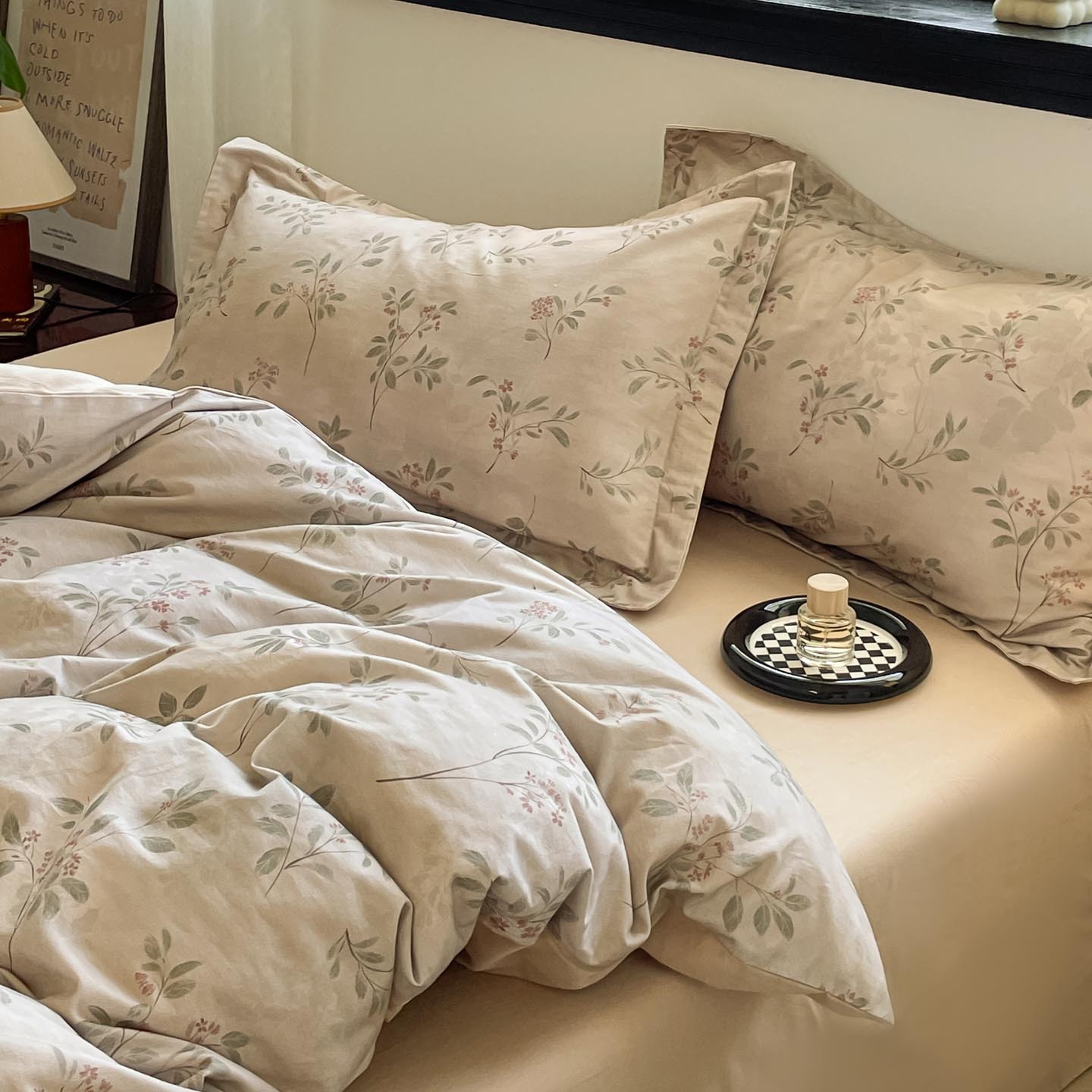 Algodón grueso de cuatro piezas, sábanas de algodón lavado con agua, dormitorios de estudiantes, tres piezas