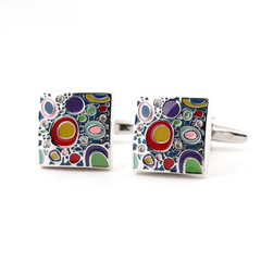 Fun colorful paint baked enamel with diamond inlaid metal cufflinks for men's French-style shirt cufflinks wholesale