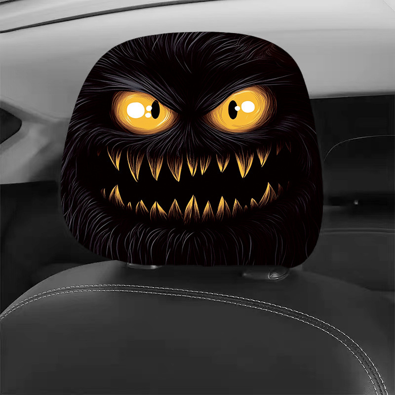 Cross-Border Foreign Trade Double-Sided Printing Car Headrest Cover Halloween Pumpkin Skull Spoof Universal Car Decorative Pillow Cover