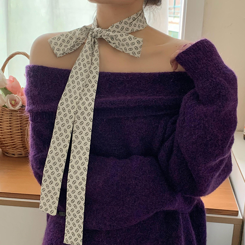 Pañuelo de seda, tira larga, sensación de alta calidad, todo fósforo, pequeños accesorios, primavera y verano, nuevos productos, pañuelo retro con lunares, cinturón decorativo para el cabello