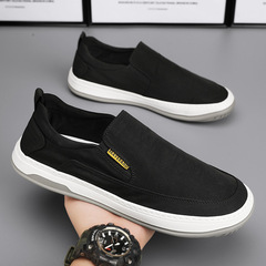 Canvas Men's Shoes Summer Breathable Casual Work Safety Board Shoes Male Lazy One-Piece Black Old Beijing Cloth Shoes