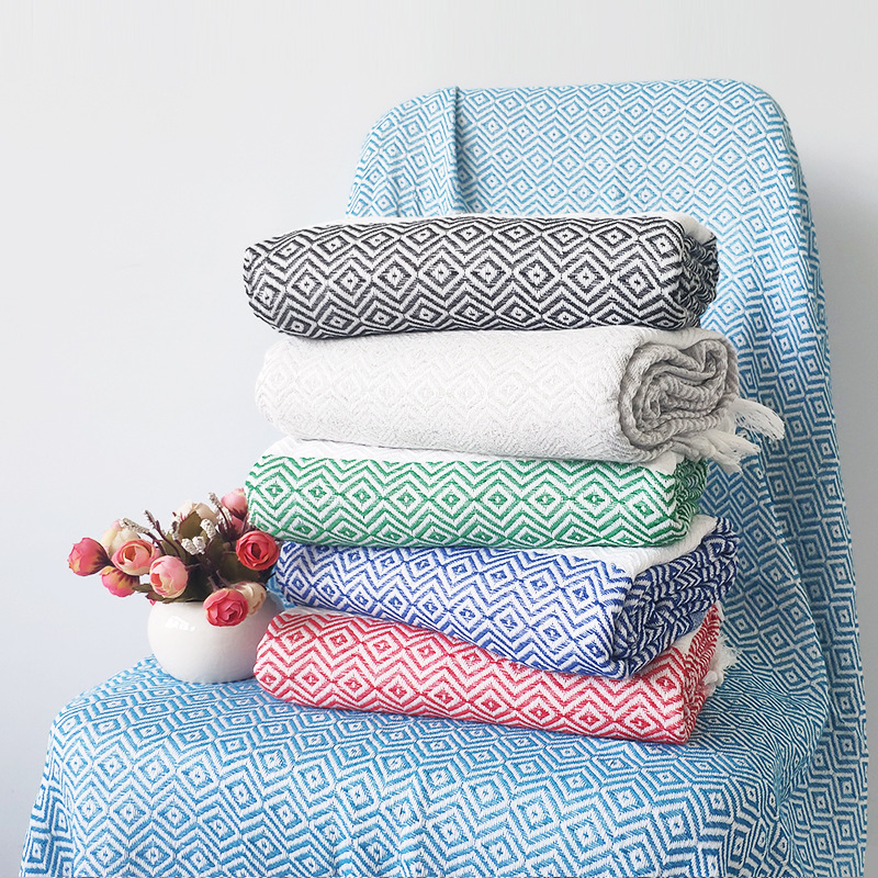 Swimming Sun Protection Beach Towel, Pure Cotton Jacquard, Bath Towel, Beach Towel, European and American Striped Bath Towel, Cotton Absorbent Bath Towel