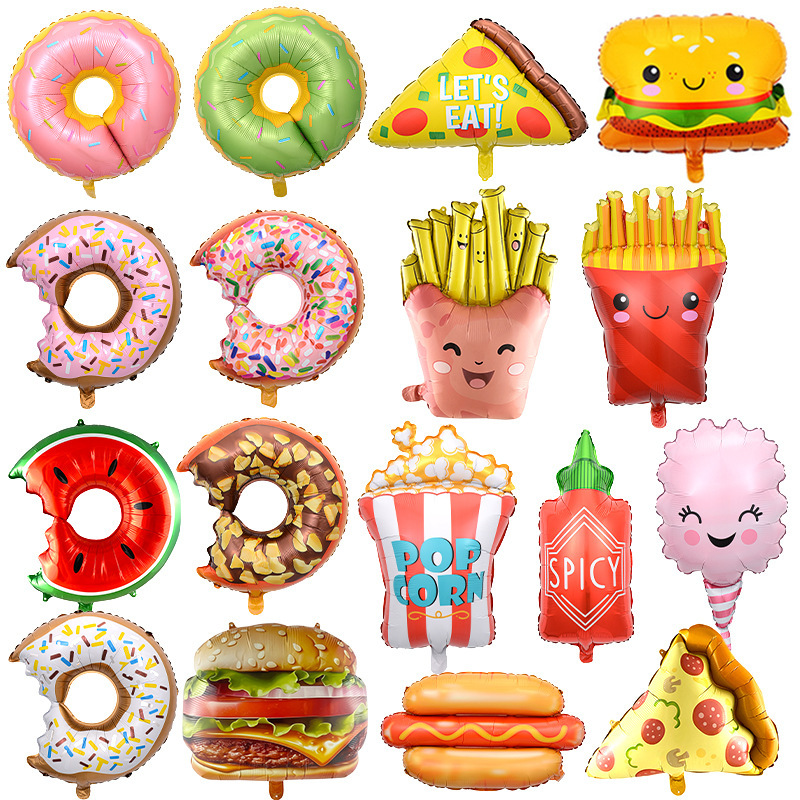 Cross-border chocolate donut balloon birthday burger fries hot dog…