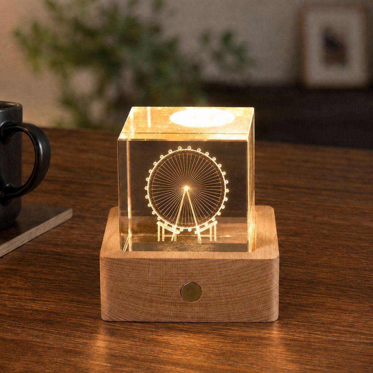 Lámpara de Noche de Cristal con Forma de Nube, Cubo Pequeño de Cristal, Adorno Creativo para Escritorio, Lámpara de Noche, Árbol de Cristal, Regalo para Niña, Transfronterizo