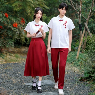 #实拍情侣中式国风表演汉服高中生毕业班服国学服合唱朗诵服2026