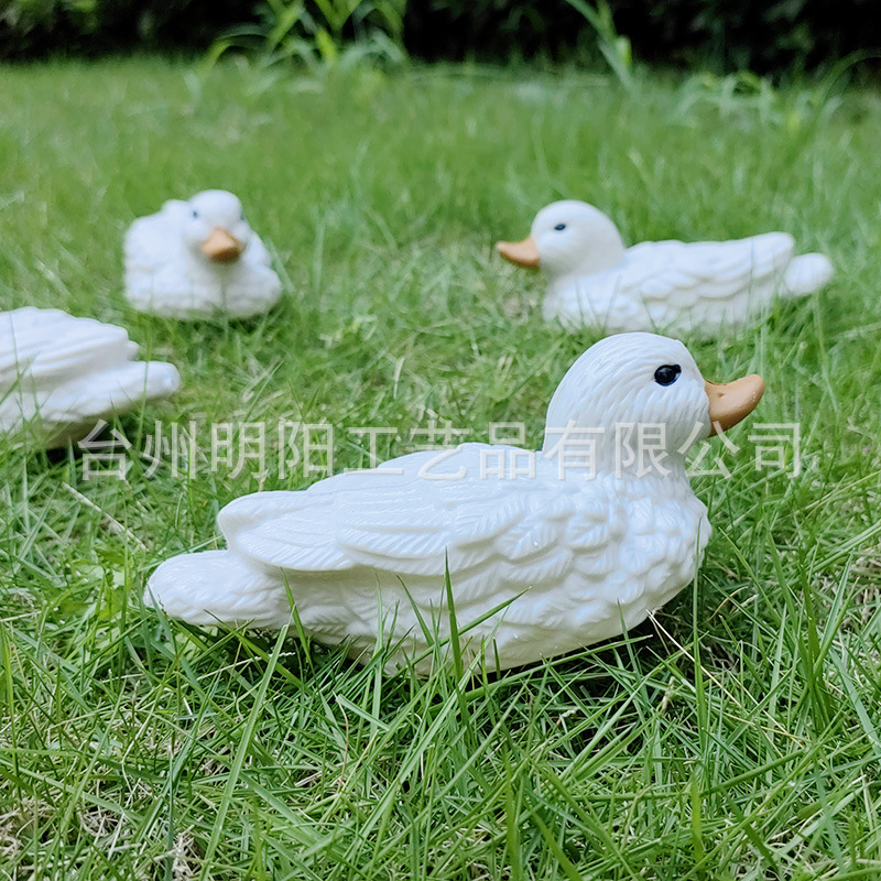 园林仿真小白鸭摆件户外诱饵动物模型防水防潮吹塑庭院工艺品摆件|undefined