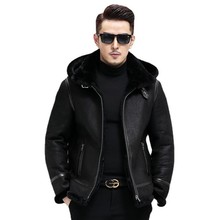 冬季男羊皮复合毛皮毛一体可拆卸帽休闲潮流时尚外套高端皮草加绒