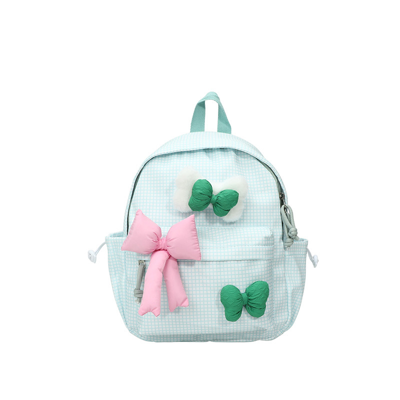 Mochila para niños y niñas a cuadros de estilo occidental, lindo lazo, literario, escuela de escuela primaria, mochila escolar, nueva mochila para niños
