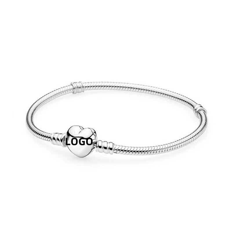 Panjia Style 925 Plated Silver Bracelet Women's Diy Charm Light Luxury Snake Bone Chain Simple Diy Beaded Accessories Cross Border Panjia Style 925 Plated Silver Bracelet Women's Diy Charm Light Luxury Snake Bone Chain Simple Diy Beaded Accessories Cross Border