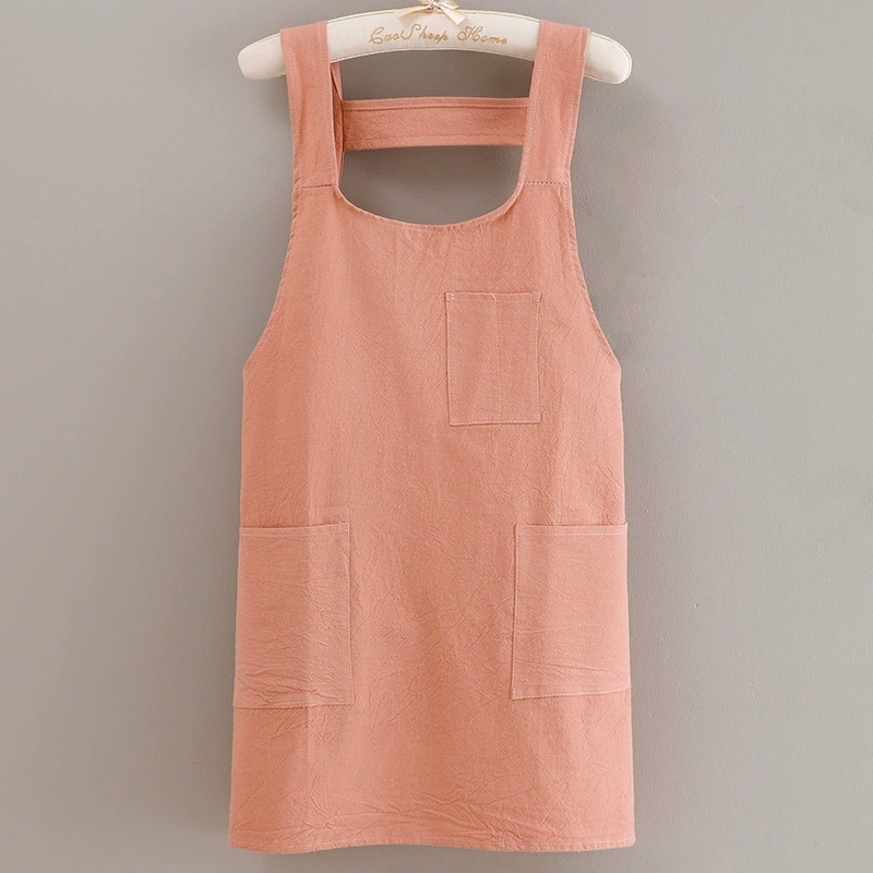 Хлопковый Фартук женский дышащий Рабочий набор из хлопка и льна для цветоводства художественный тонкий хлопок в японском стиле кухня простая Кулинария