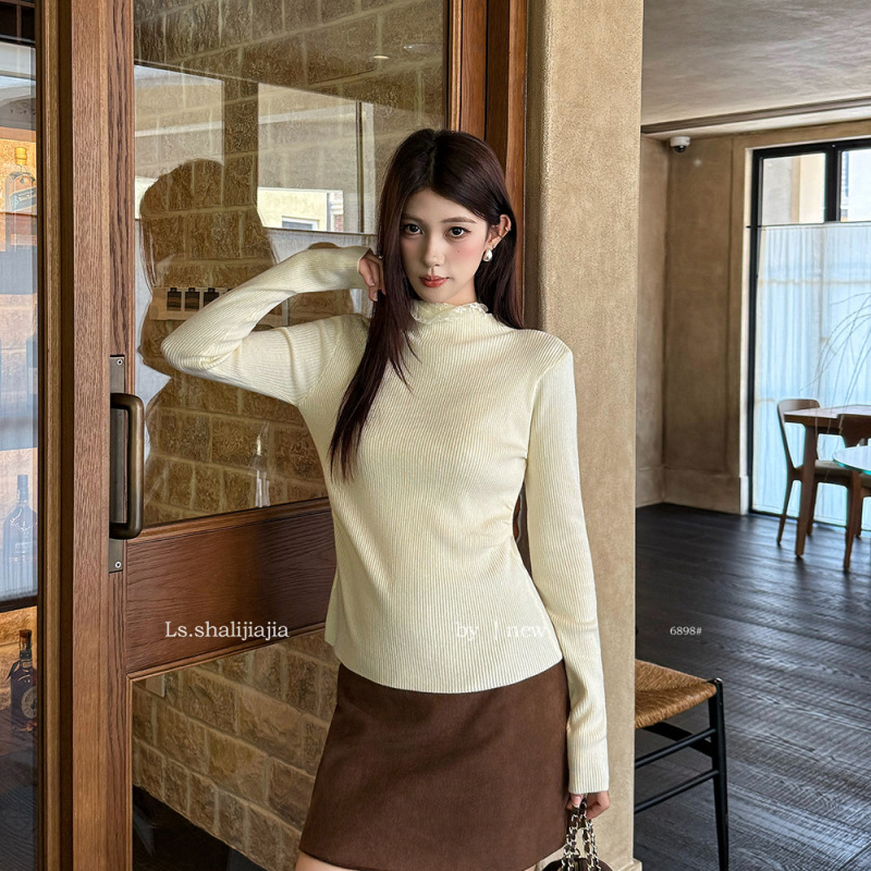 LS述致 2025秋冬新款半高领内搭修身打底针织毛衣小衫上衣女6898|undefined