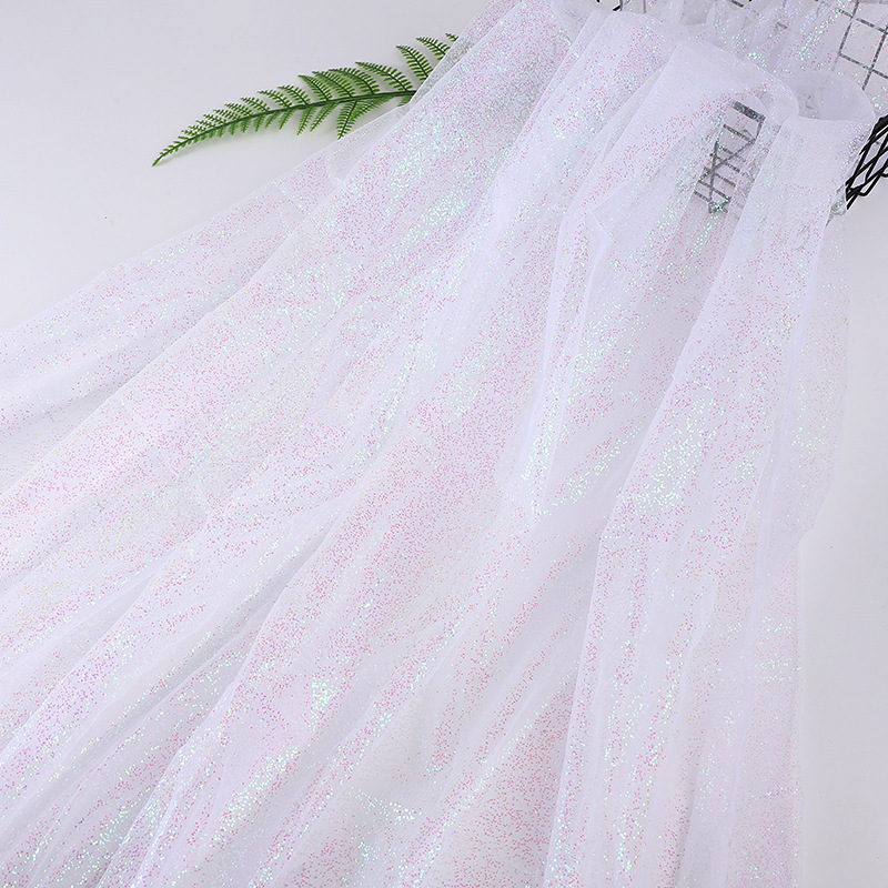 现货七彩金撒粉网眼布舞台服装饰道具玩具发饰梦幻金葱粉网纱面料