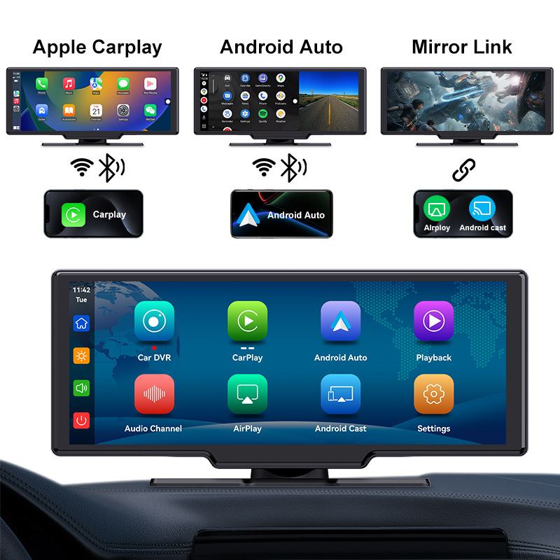 Zhongxing Wireless CarPlay Portable Screen Carplay GPS Navigation Dash Cam (Driving recorder) - 1026-inch-ips-smart-portable-screen-carplay-screen-mirroring-no-lens