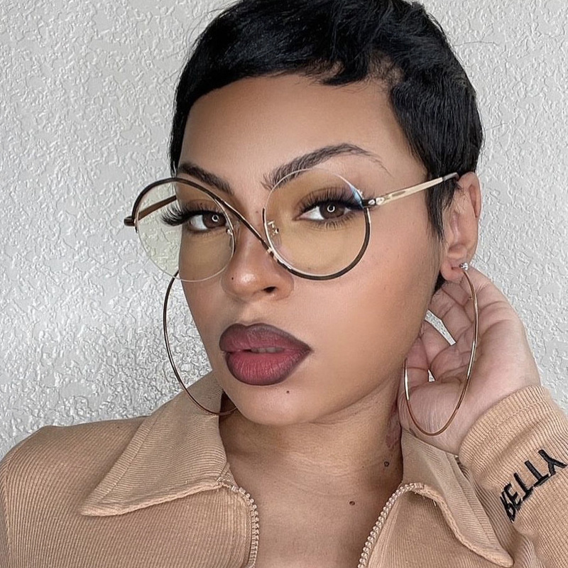 Asymmetrical Flat Glasses Ins European and American Style Anti-Blue Light Eyeglass Frames 2022 New Model Metal Half-Frame Glasses Frame Stylish Design Asymmetrical Flat Glasses Ins European and American Style Anti-Blue Light Eyeglass Frames 2022 New Model Metal Half-Frame Glasses Frame Stylish Design