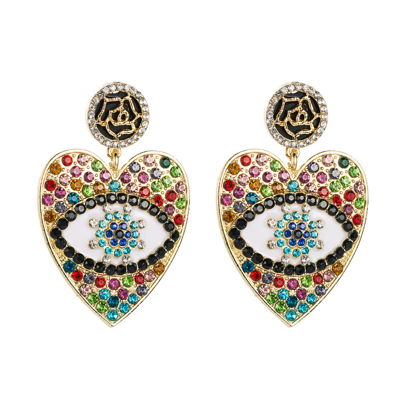 Devil's Eyes Alloy Diamond-studded Earrings display picture 8