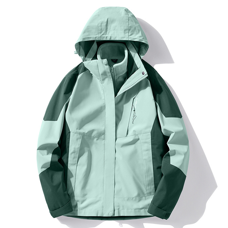 Chaqueta Impermeable de Exterior de Poliéster, Impermeable, Capucha desmontable, para Actividades al Aire Libre