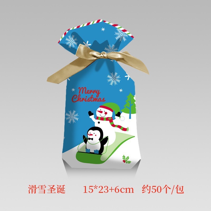 クロスボーダーアマゾンクリスマス巾着袋リボン巾着袋ギフトバック礼袋クッキー自己粘着袋キャンディー包装袋|undefined