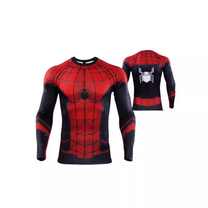Spot 3D Digital Printing Superman KiDsren's Clothing T-shirt Captain America Sports BoDysuit Men's SpiDer-man Elastic Marvel