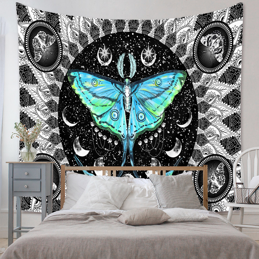 bhmischer blauer Schmetterling Wandteppich Hintergrund Wanddekoration Grohandel Nihaojewelrypicture6