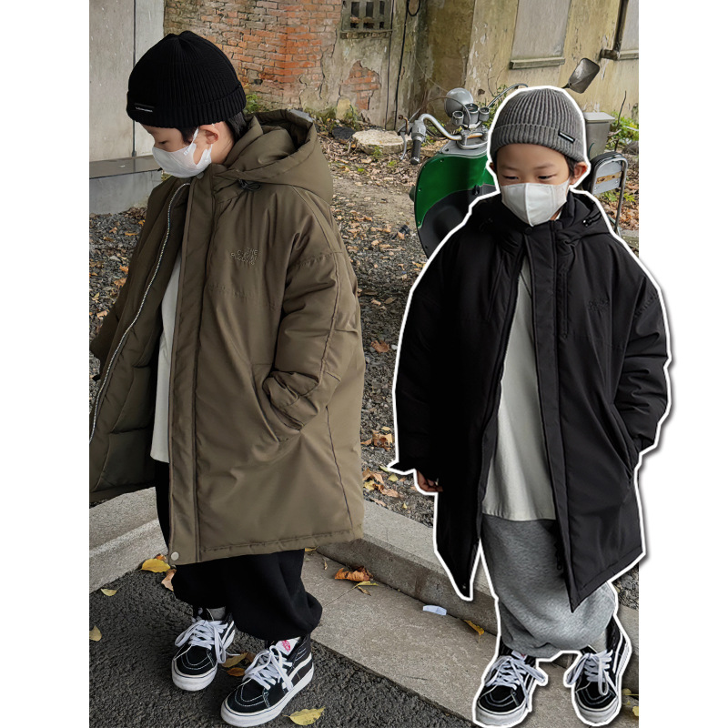 Baoduo ropa para niños Abrigo de algodón acolchado de invierno para niños 2023 nuevo abrigo de algodón acolchado engrosado de invierno abrigo de algodón acolchado de longitud media para niños moda