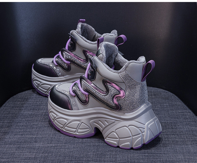 Giày sneaker nữ đế dày tăng chiều cao 9cm phong cách hot trend 2026 — Lớp lót đơn màu tím M2695, M2695- 1m màu cộng với nhung, Lớp lót đơn màu M 2695m, M2695-1 nâu cộng với nhung chi tiết 15