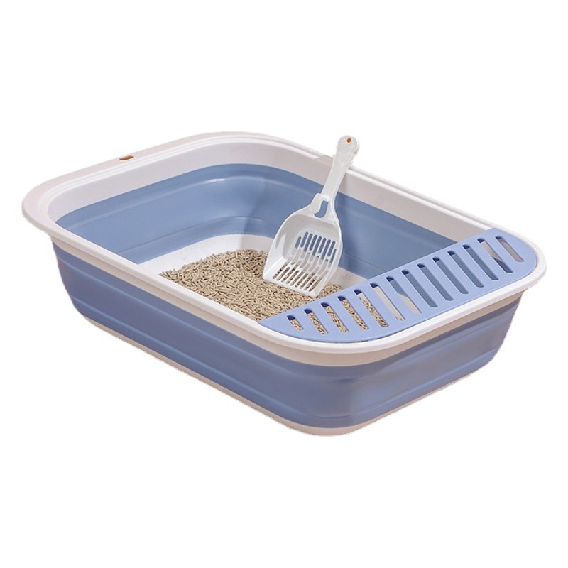 Fabricante en stock nueva caja de arena para gatos semicerrada plegable con pala de arena para gatos caja de arena para gatos grande inodoro para gatos al por mayor