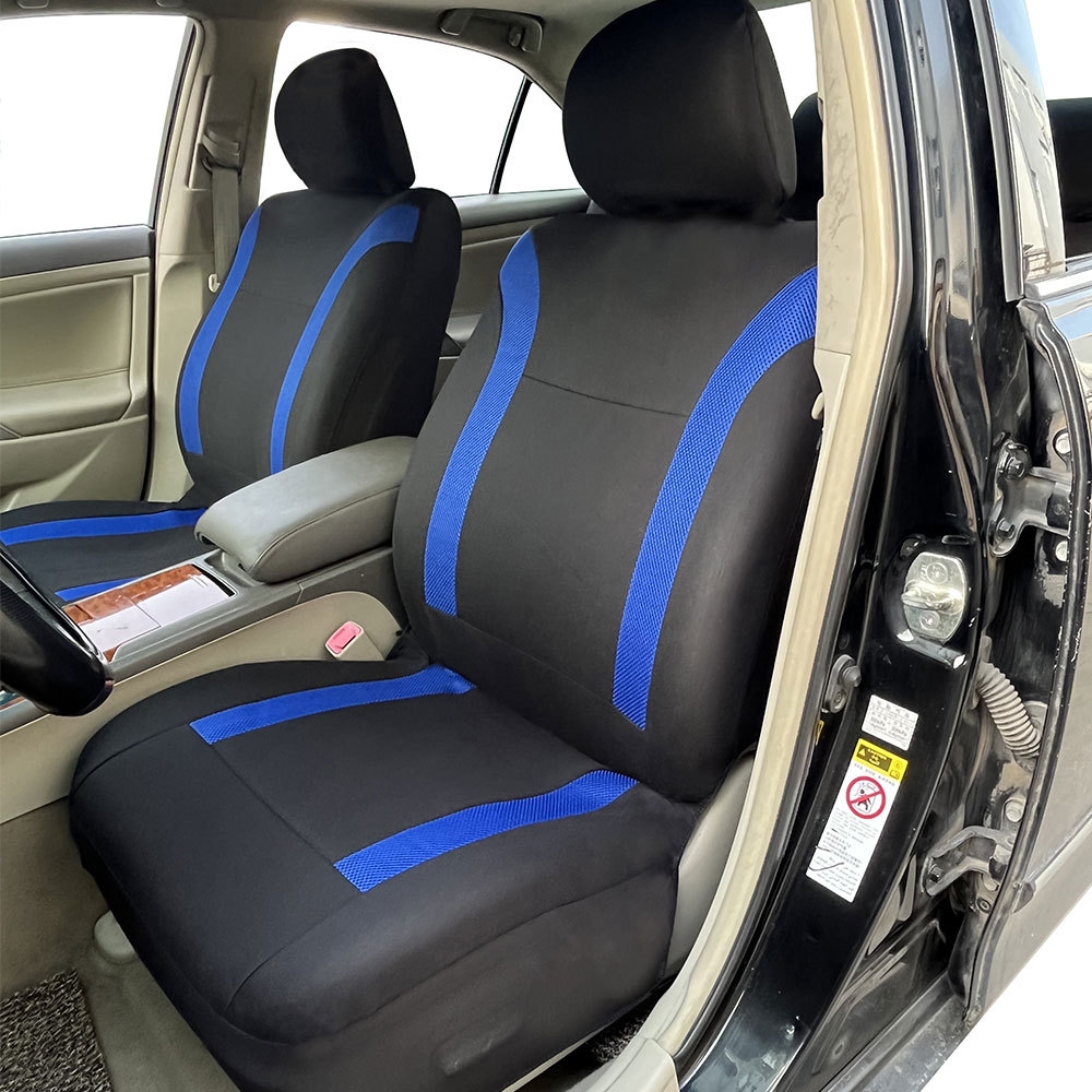 Universal car seat covers for driver and passenger seats, color-matched complete set, full coverage fabric seat cushions