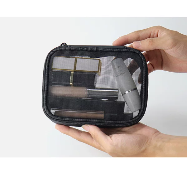 Korean Style New Arrival Portable Transparent Breathable Mesh Makeup Bag Waterproof Large Capacity Portable Women's Travel Wash Storage Bag