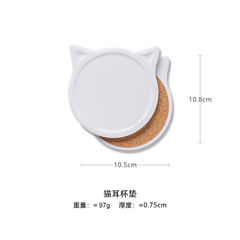 Cat Ear Ceramic Coaster Customized Illustration Photo Drawing Customized Logo Graduation Design DIY Peripheral