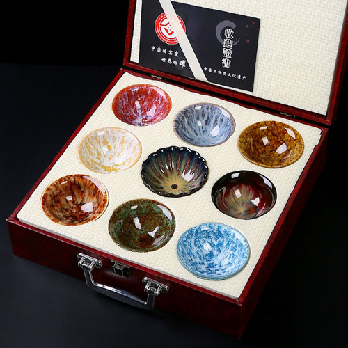 Kiln tea cup set ceramic tea cup built master cup tea cup tea bowl household kung fu tea set gift box