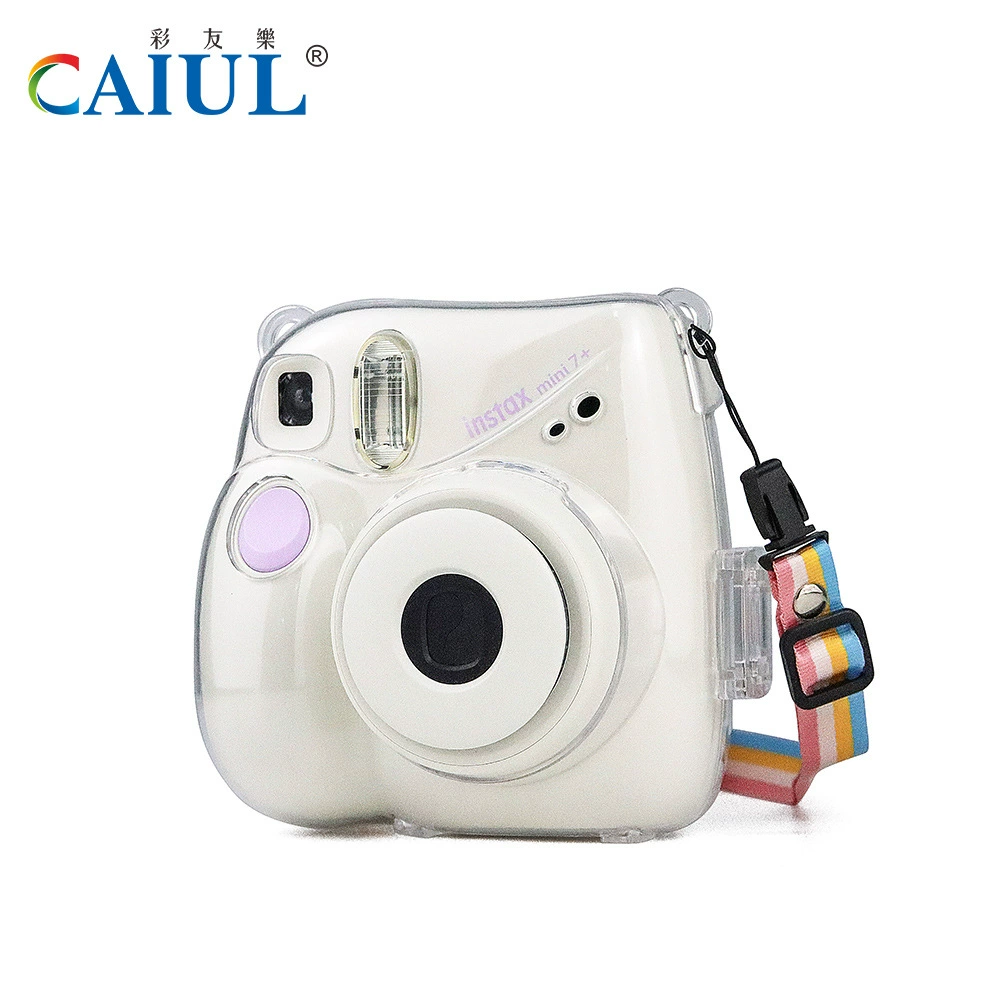 Protective Case (Polaroid) Mini 7+ compatible, crystal transparent shell, colorful strap