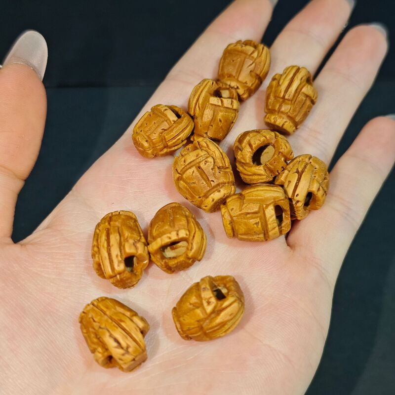 桃核雕刻桃篮配珠手串儿童吊坠手工diy手链材料桃核长命锁福字锁|undefined