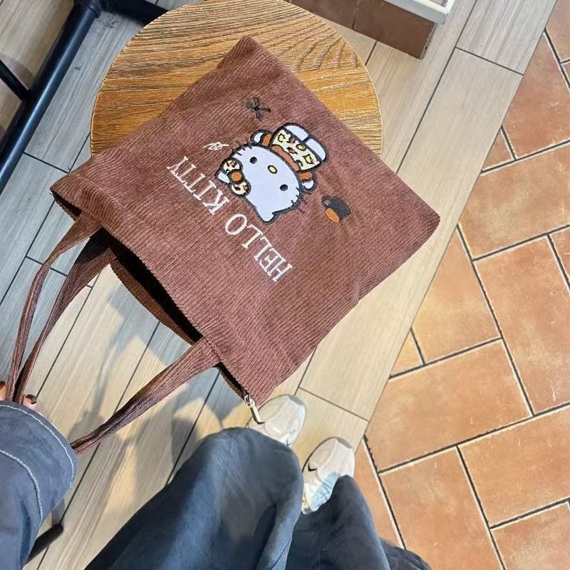 Neue Original KT Katzen Cord Handtasche Kosmetiktasche mit gehobener Optik Mini vielseitig große Kapazität Wasser- und Creme Aufbewahrungstasche Tragbar