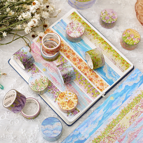 Early Foam and Paper Tape Dreamy Fairyland Series Instagram Style Oil Painting Scenery DIY Decorative Sticker 12 Styles