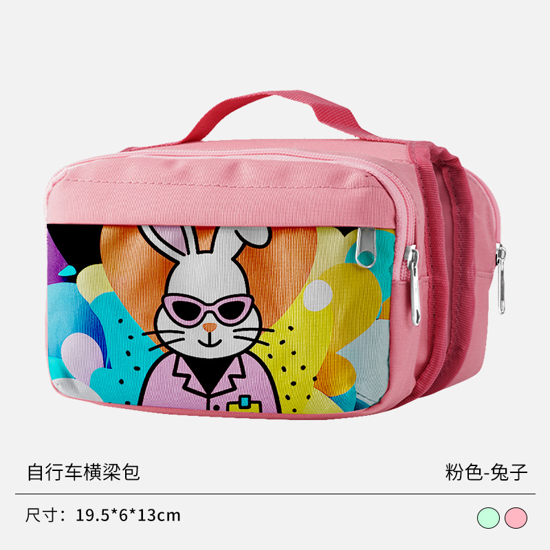Bolsa de bicicletas de montaña, bolsa de vigas delanteras, lindos dibujos animados en línea, bolsa de tubo delantero roja, bolsa de almacenamiento de bicicletas de montaña