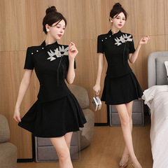 Improved Cheongsam Skirt Beauty Salon Workwear for Women, High-End Beauty Therapist Foot Massage Club Elegant Dress, Foot Bath Uniform