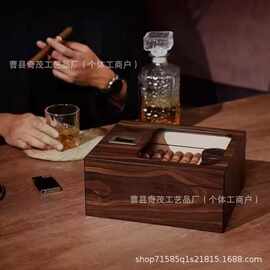 实木雪茄盒透明盖雪茄收纳盒带分隔片翻盖雪茄盒木质雪茄包装盒