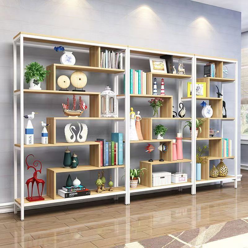 Simple Bookshelf Floor-Standing Storage Rack Living Room Storage Partition Cabinet Bookcase Office Iron Display Rack