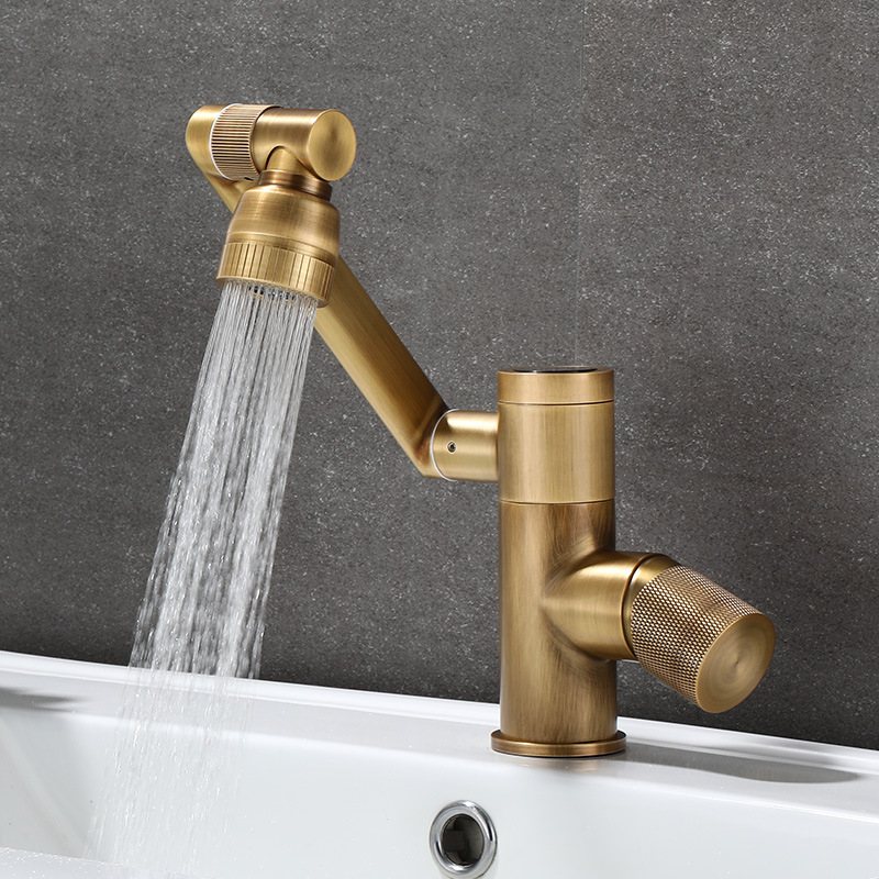 Luckcat mechanical arm universal antique faucet retro all copper toilet digital display intelligent cold and hot water wash basin